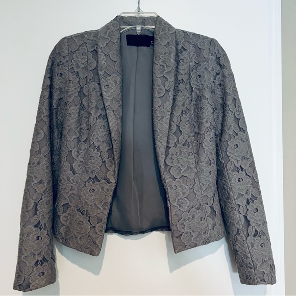 H&M Jackets & Blazers - H & M Floral Lace Gray Jacket Blazer size EUR 34 US XS
